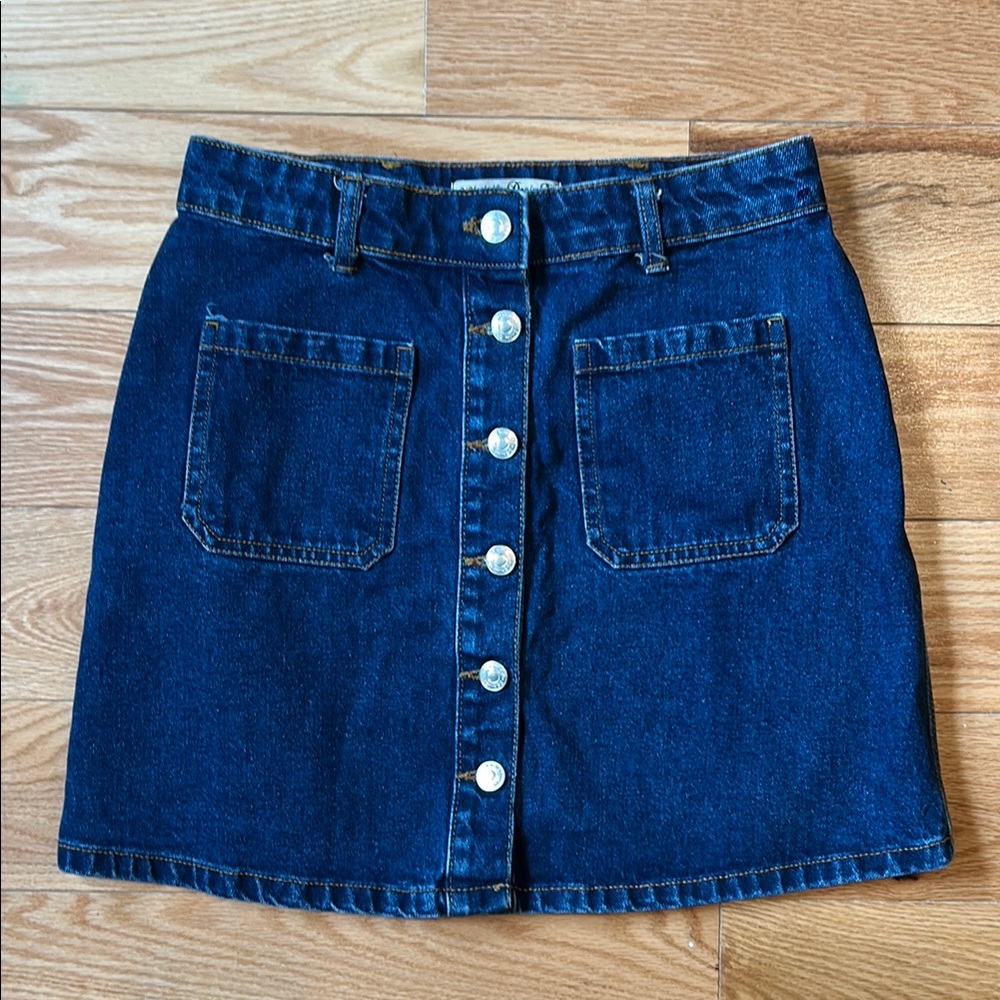 Denim Button-Front Skirt